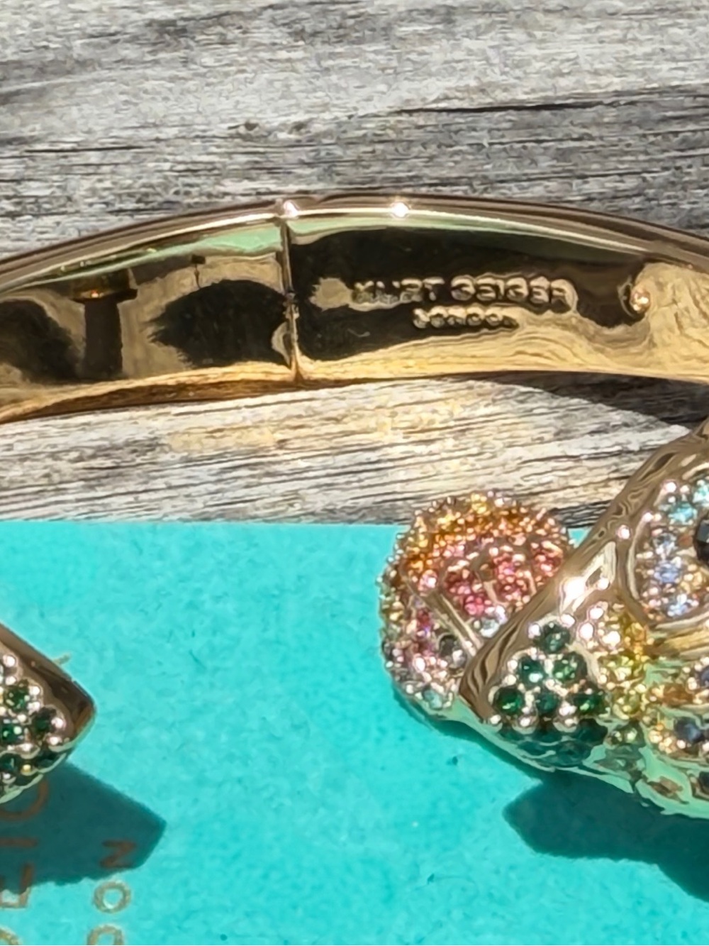 Kurt Geiger Multicolor Crystal Bangle Bracelet & Earrings Set NEW - Picture 5 of 6